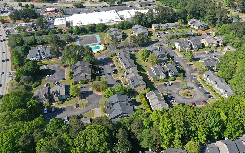 Aerial view of a 144-unit property in Atlanta, GA